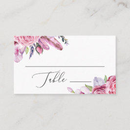 Blume und Federn mit bohrosa Wasserfarbe Hochzeit Platzkarte