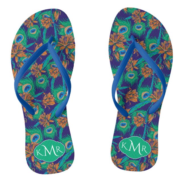 Blume und Federn| Monogramm Flip Flops (Fußbett)
