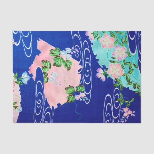 Blume und fließendes Wasser, japanisches Design Seidenpapier (Vorderseite)