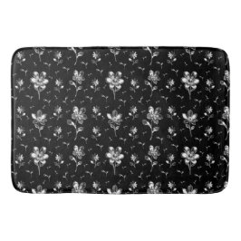 Blume und Folien, schwarz und silberfarben Badematte