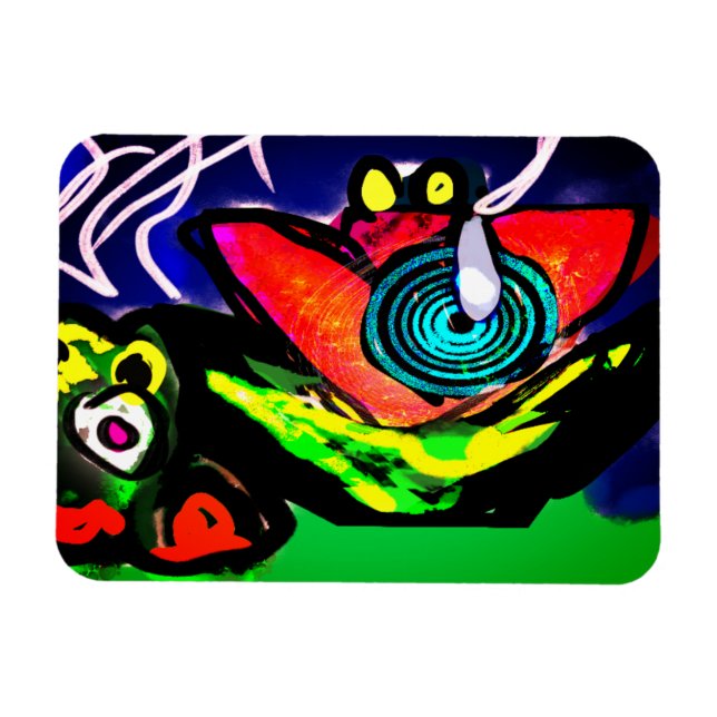 Blume und Frosch im Frühjahr Magnet (Horizontal)