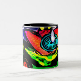 Blume und Frosch im Frühjahr Zweifarbige Tasse