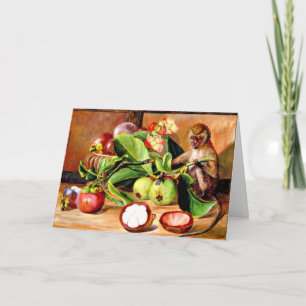 Blume und Früchte von Mangosteen; Singapur-Affe, Karte