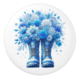 Blume und Gartenstiefel Keramikknauf