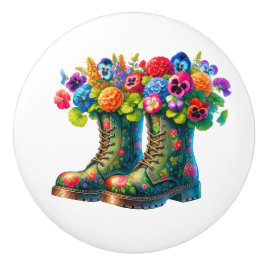 Blume und Gartenstiefel Keramikknauf