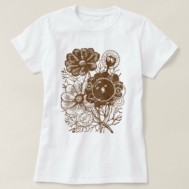 Blume und Geflügel Vintager T - Shirt (Design vorne)