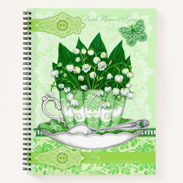 Blume und Gem May Lace Lrge Notizbuch (Vorderseite)