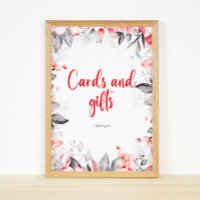 Blume und Geschenke in Rot und Grau