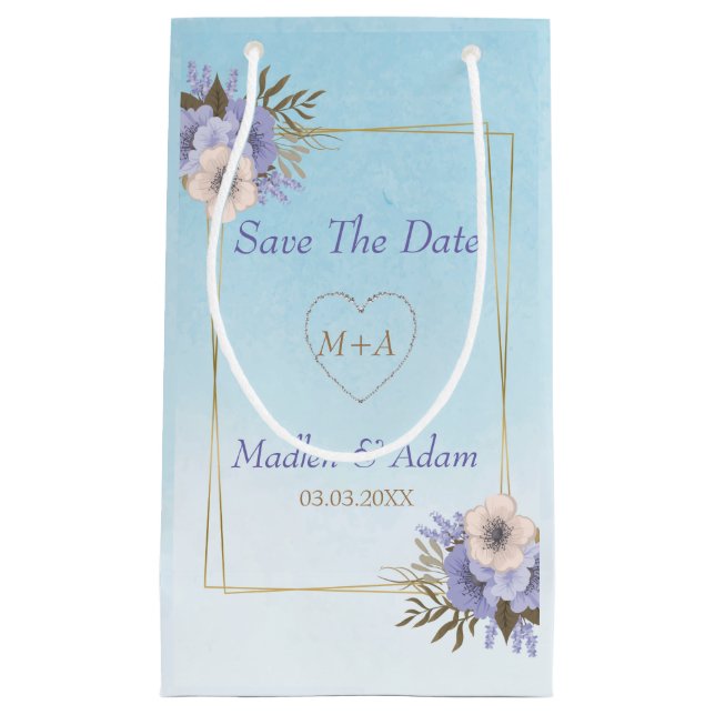 Blume und Goldrahmen Kleine Geschenktüte (Vorderseite)