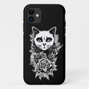 Blume und Gothic Cat Case-Mate iPhone Hülle