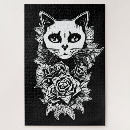 Blume und Gothic Cat Puzzle