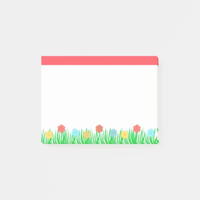 Blume und Gras Post-it Klebezettel (Vorderseite)
