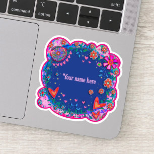 Blume und Hearts Blue Boho Inspirivity Sticker
