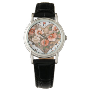 Blume und Herz Armbanduhr