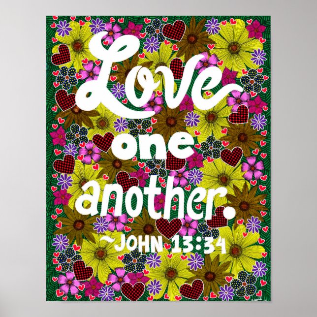 Blume und Herz Doodle Typografy Bible Verse Poster (Vorne)