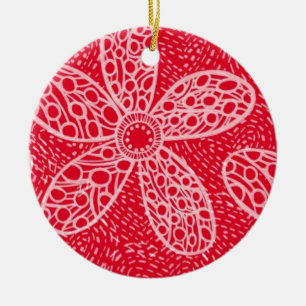 Blume und Herz Keramikornament