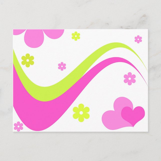 Blume und Herzen - Postkarte (Vorderseite)