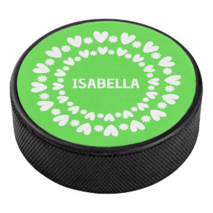 Blume und Herzname Eishockey Puck