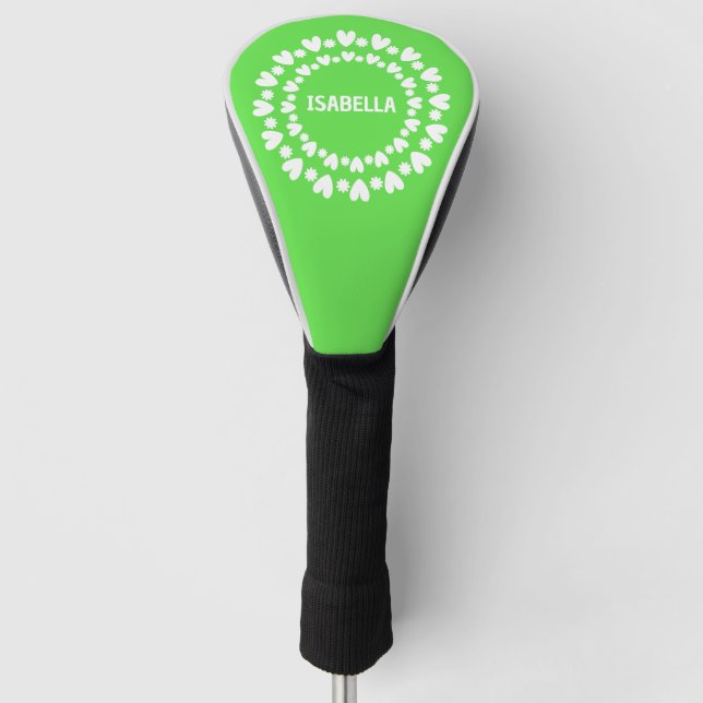 Blume und Herzname Golf Headcover (Vorderseite)