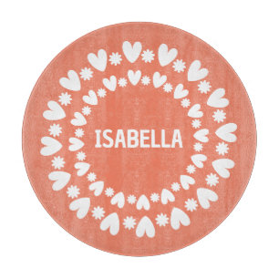 Blume und Herzname Schneidebrett