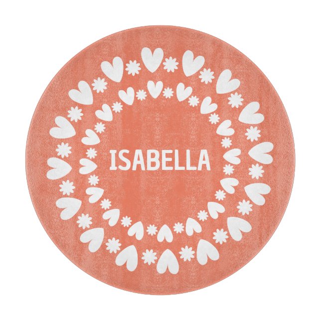 Blume und Herzname Schneidebrett (Vorderseite)