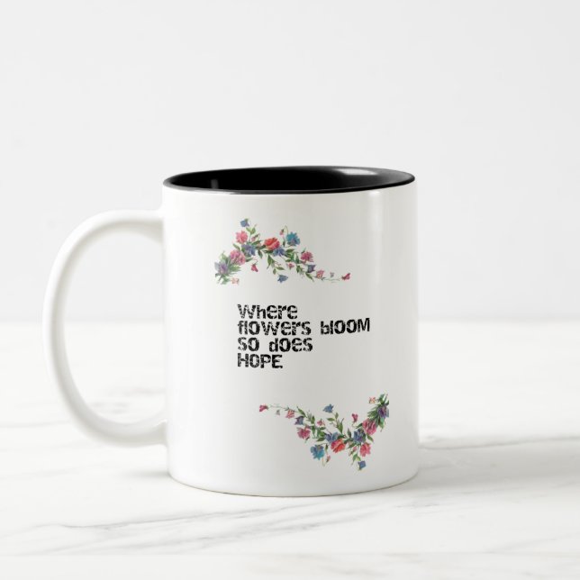 Blume und Hoffnungsdesign Zweifarbige Tasse (Links)