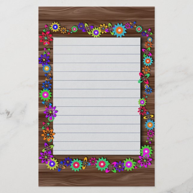 Blume und Holzkörner Briefpapier (Vorderseite)