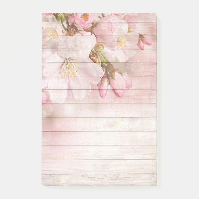 Blume und Holzkörner Post-it Klebezettel (Vorderseite)