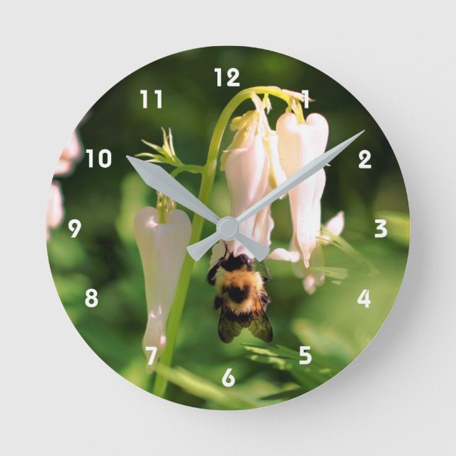 Blume und Hummel   Runde Wanduhr (Vorderseite)