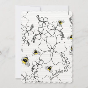 Blume und Hummeln im minimalistischen Stil Einladung