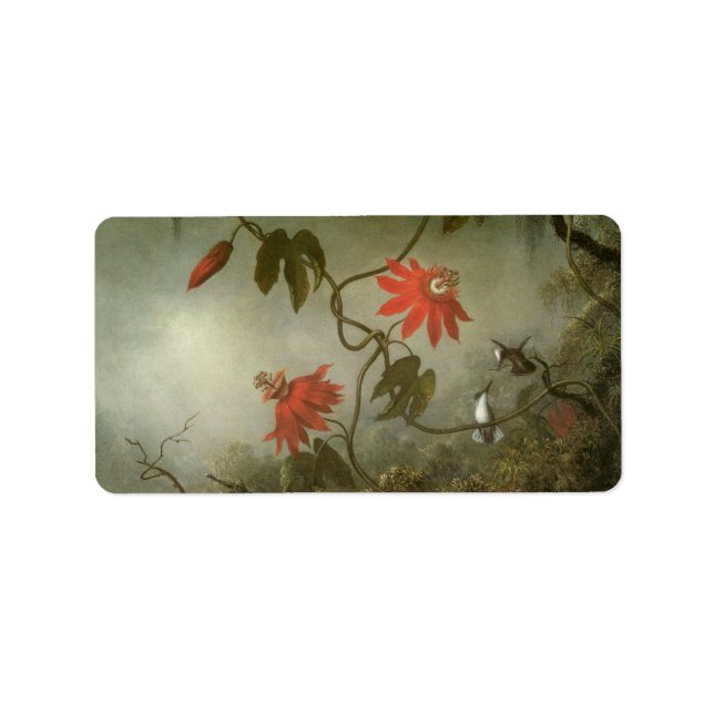 Blume und Hummingbirds von Martin J Heade Adressaufkleber (Vorne)