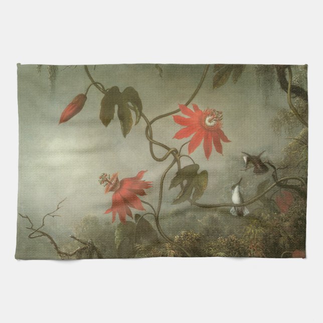 Blume und Hummingbirds von Martin J Heade Küchentuch (Horizontal)