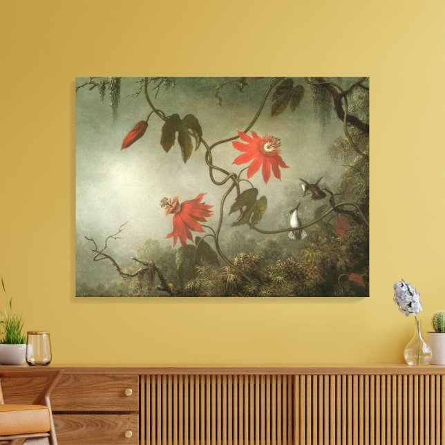 Blume und Hummingbirds von Martin J Heade Leinwanddruck (Insitu (Wohnzimmer))