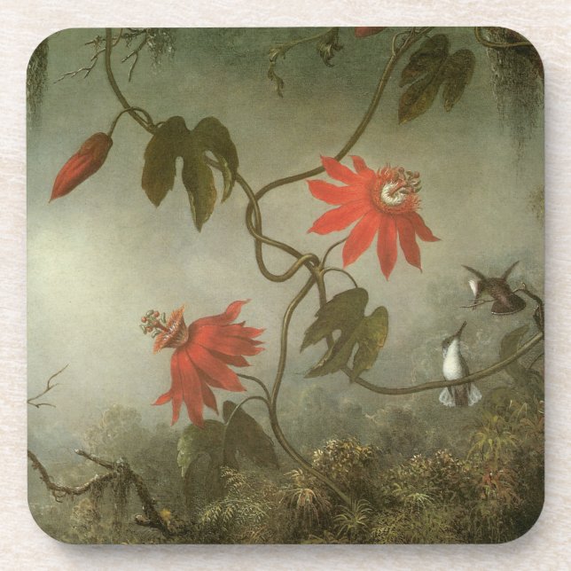 Blume und Hummingbirds von Martin J Heade Untersetzer (Vorderseite)