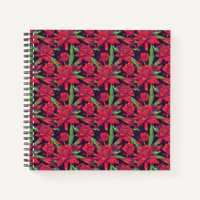 Blume und Hummingvögel Notizbuch (Vorderseite)
