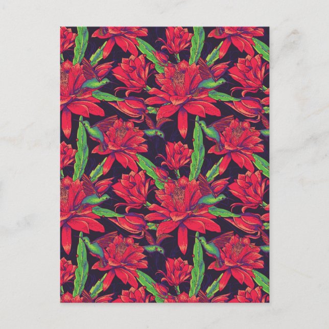 Blume und Hummingvögel Postkarte (Vorderseite)