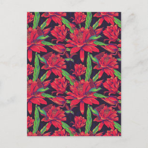 Blume und Hummingvögel Postkarte