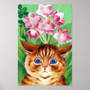 Blume und Katze, Louis Wain Poster