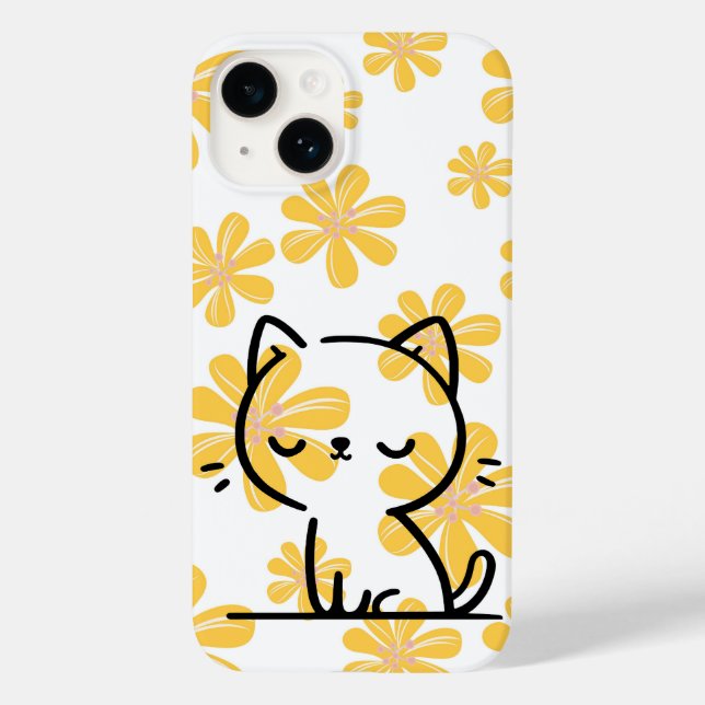 Blume und Katzen Case-Mate iPhone Hülle (Rückseite)