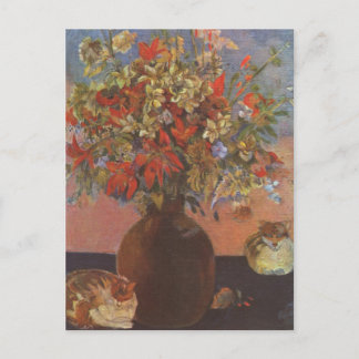 Blume und Katzen - Paul Gauguin Postkarte
