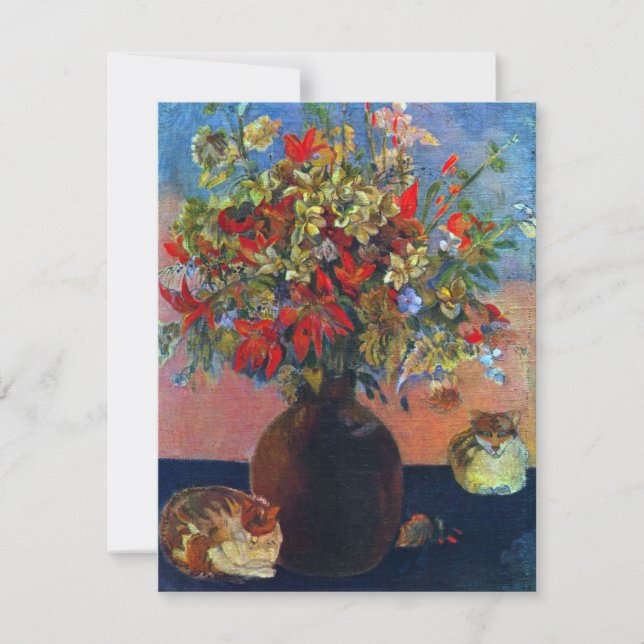 Blume und Katzen von Paul Gauguin, Vintage Kunst (Vorderseite)