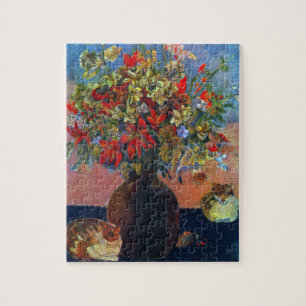 Blume und Katzen von Paul Gauguin, Vintage Kunst Puzzle