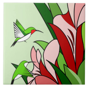 Blume und Keramik Hummingbird Fliese