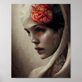 Blume und Knochen 4 Surreal Gotische Fantasie Kuns Poster