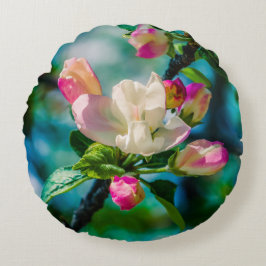 Blume und Knospen Rundes Kissen