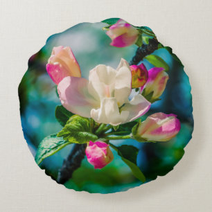 Blume und Knospen Rundes Kissen