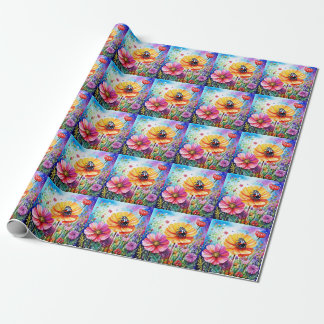 Blume und Ladybugs Geschenkpapier