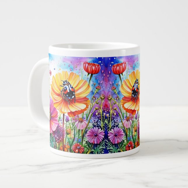 Blume und Ladybugs Jumbo-Tasse (Vorderseite Links)