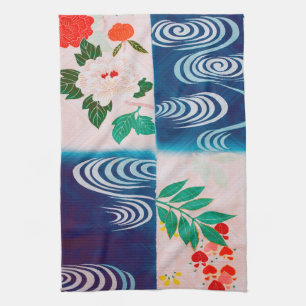 Blume und Laufendes Wasser, Japanisches Design Geschirrtuch