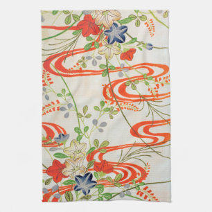 Blume und Laufendes Wasser, Japanisches Design Geschirrtuch